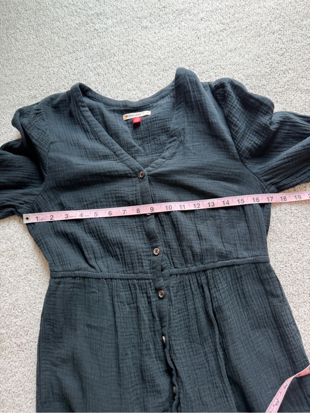 Marine Layer Willow Dress Double Cloth Midi Black Small - Picture 7 of 10